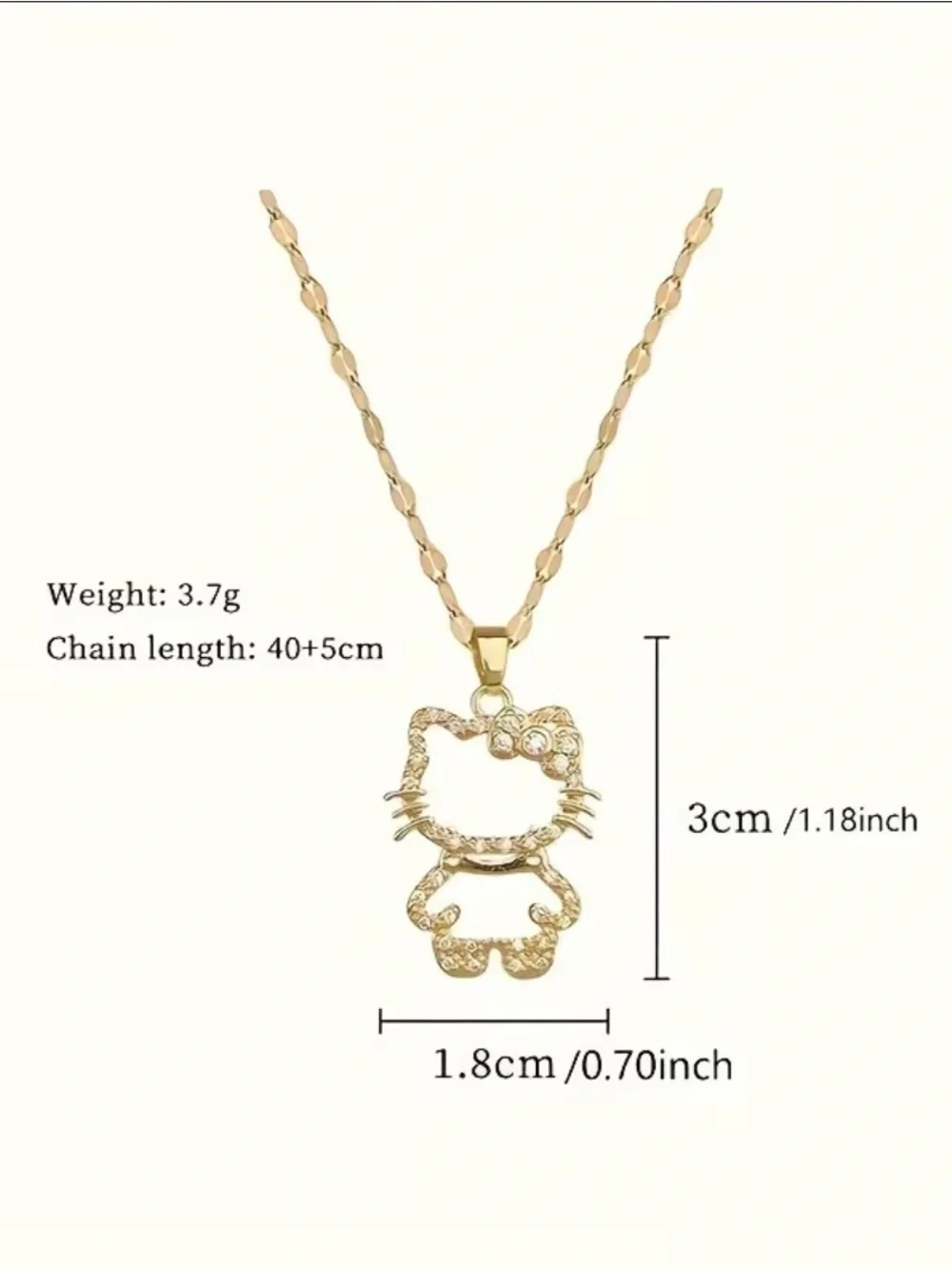 Girls Crystal Hello Kitty Cat Pendanty Necklace - Kids Jewelry